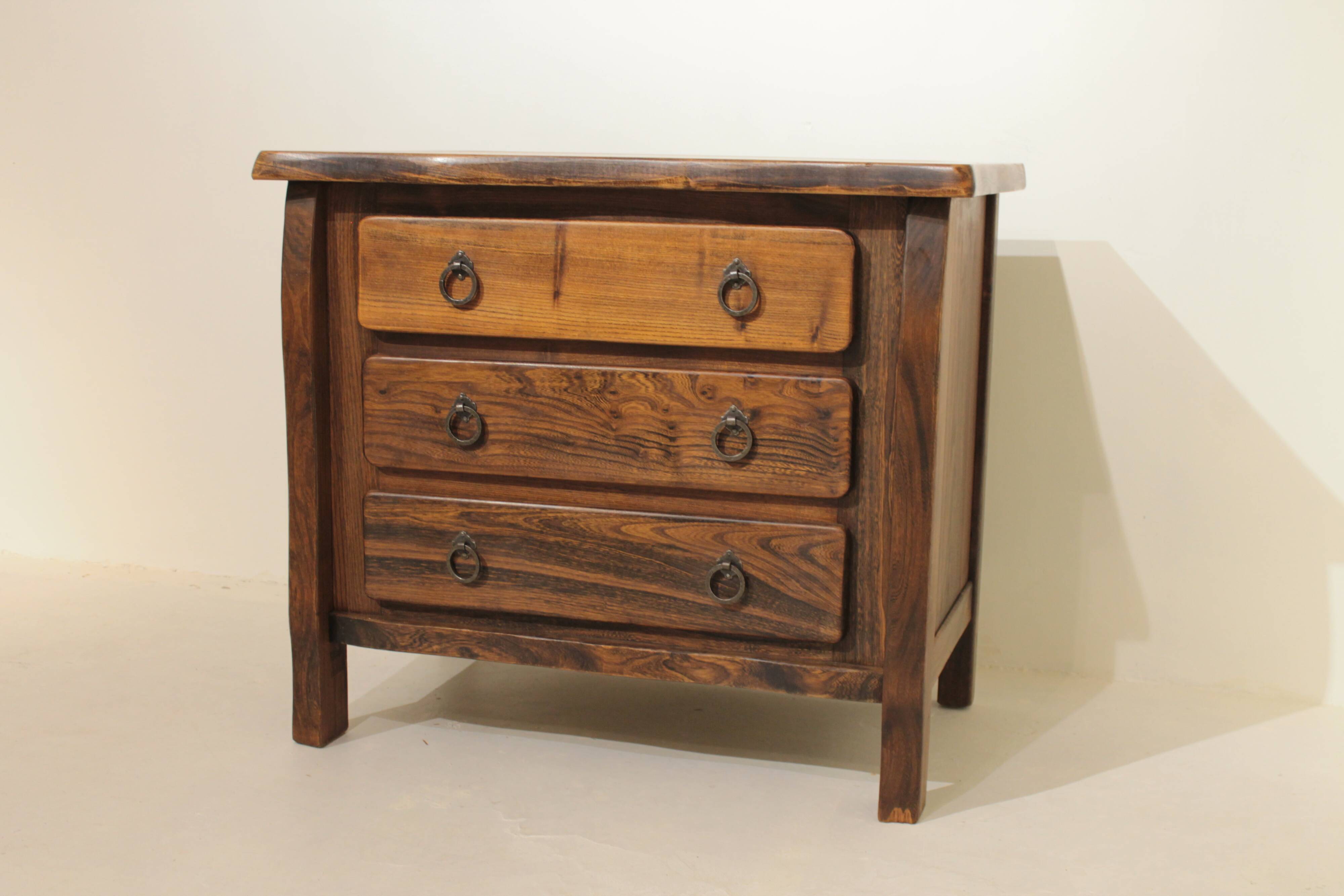 Commode brutaliste en orme Aranjou - Année 60
