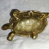 Golden metal turtle ashtray