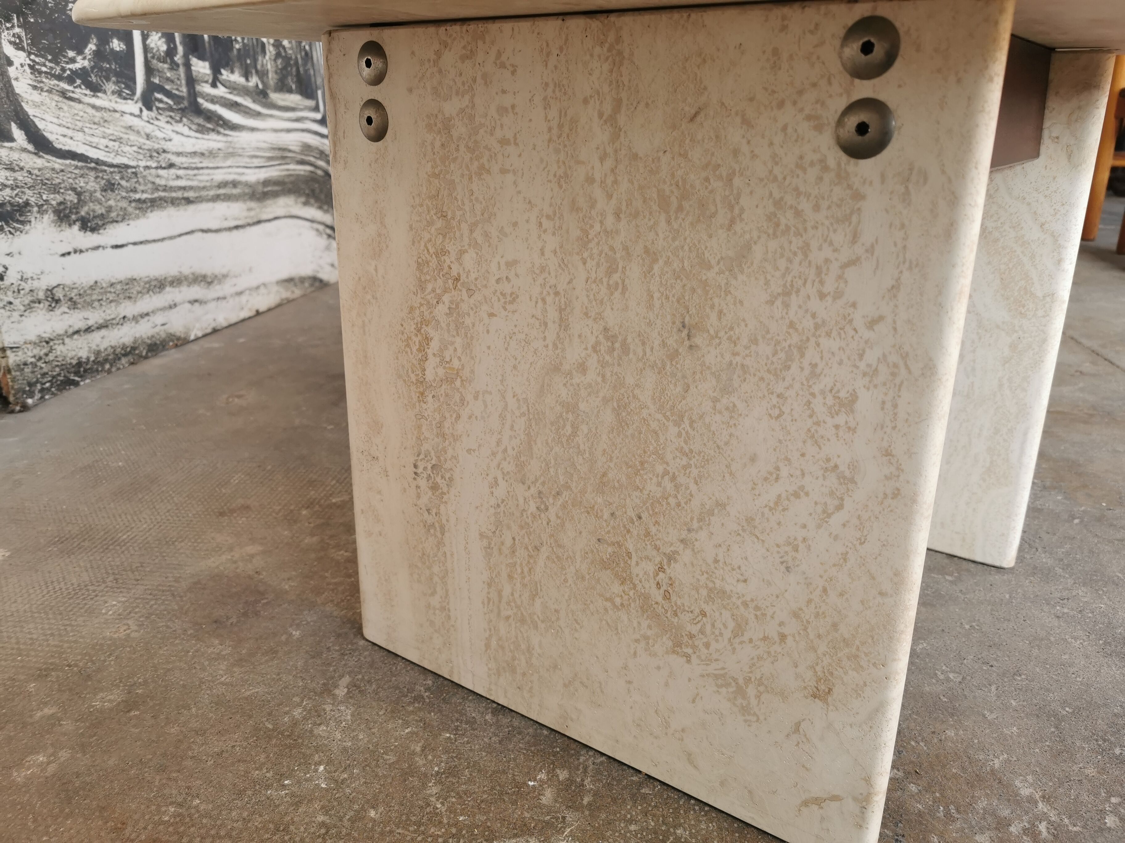 Square travertine coffee table