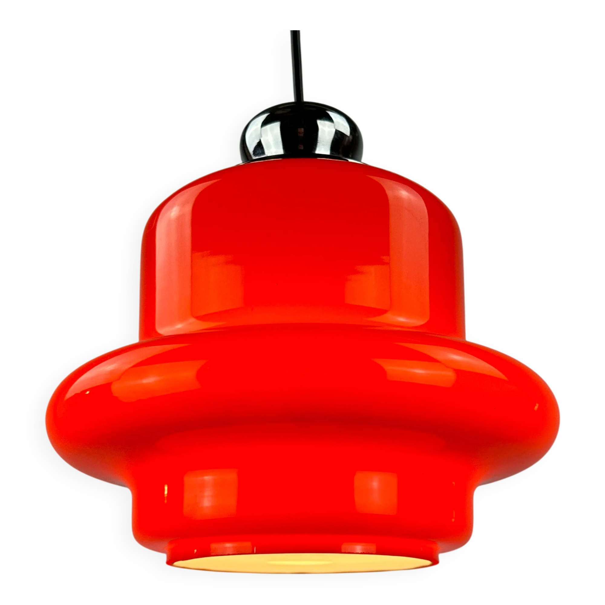 Red opaline glass pendant by Hustadt Leuchten, 1960