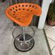 Orange tractor stool, pivoting adjustable mower, Fermigier Mirima 70.