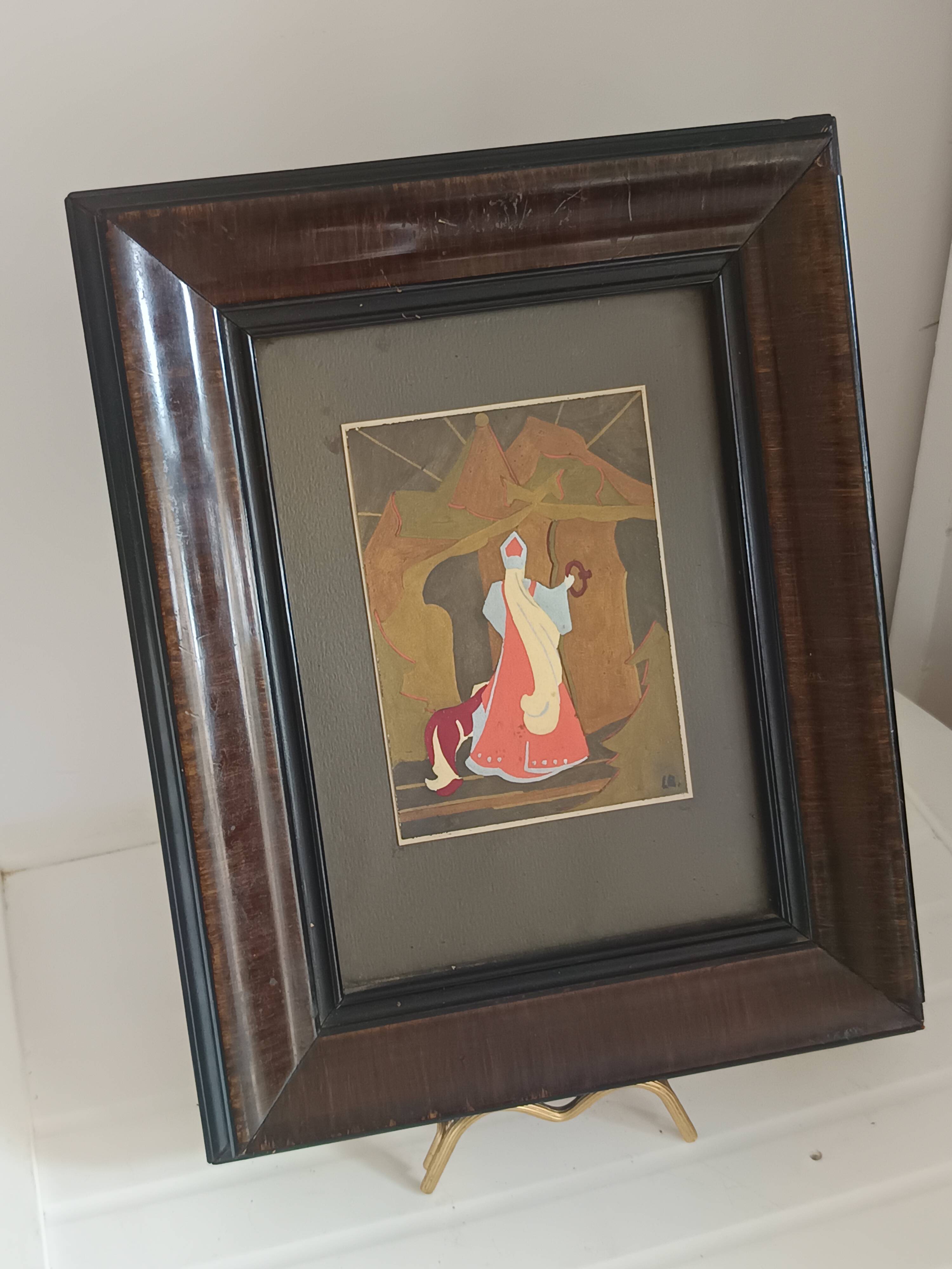 Pair of antique paintings – Russian illustrations – Pushkin – antique frames