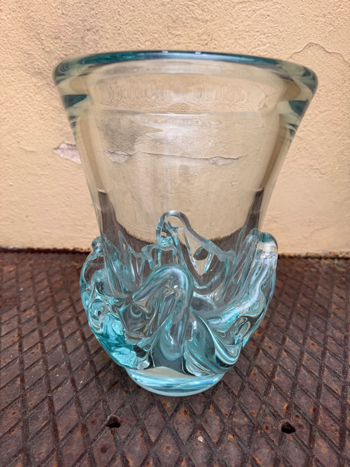 Large Daum Nancy vase Lorraine cross blue Sorcy model 1930