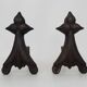 Pair of cast iron fireplace andirons. France, 19th century.