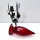 Ruby Red Murano Glass Vase with Iron Grape Vines Ascribable to Umberto Bell
