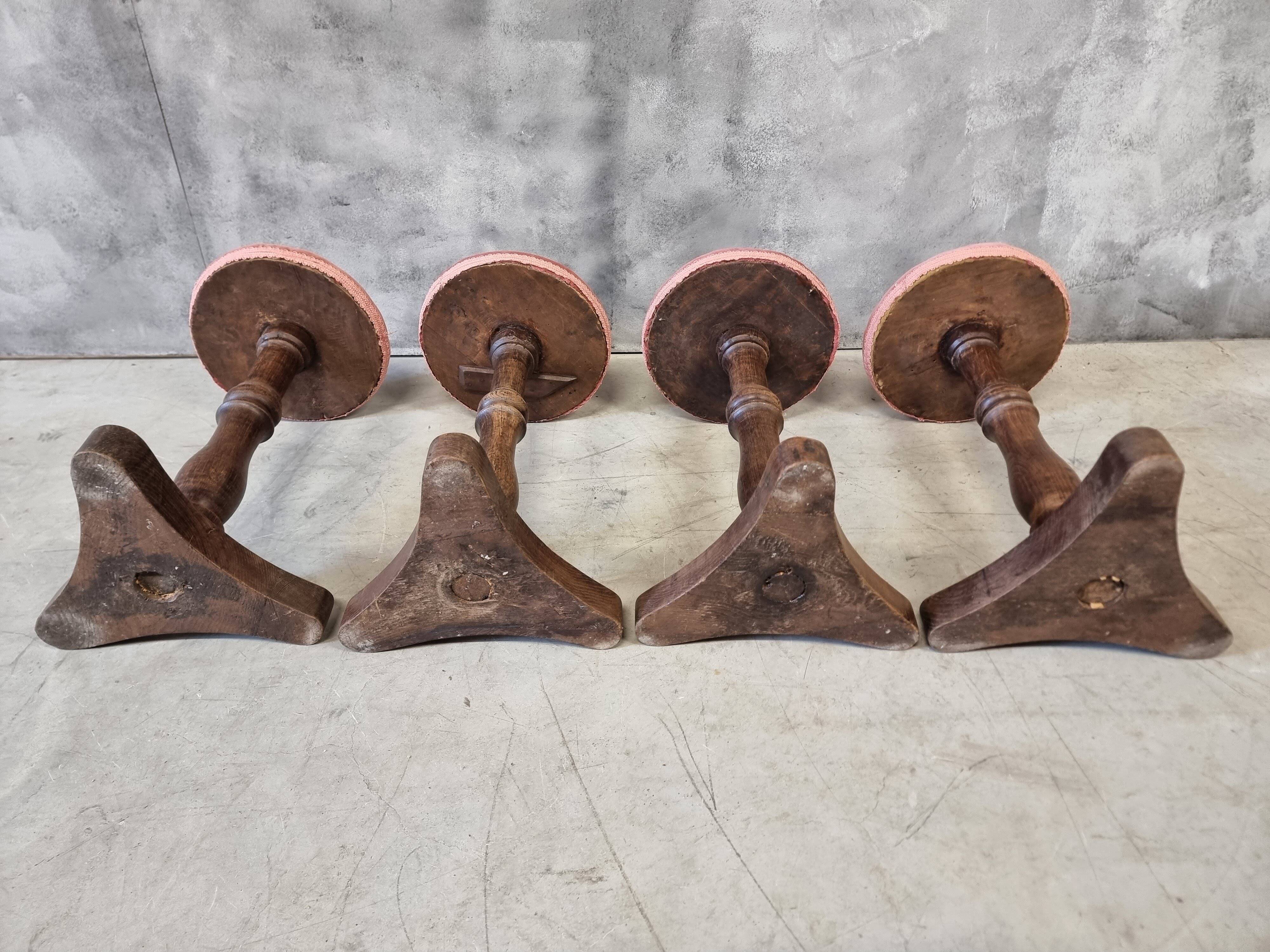 Set of antique stools old pink 1920s