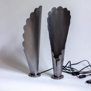 Pair of brushed steel lamps⎮60s, 70s