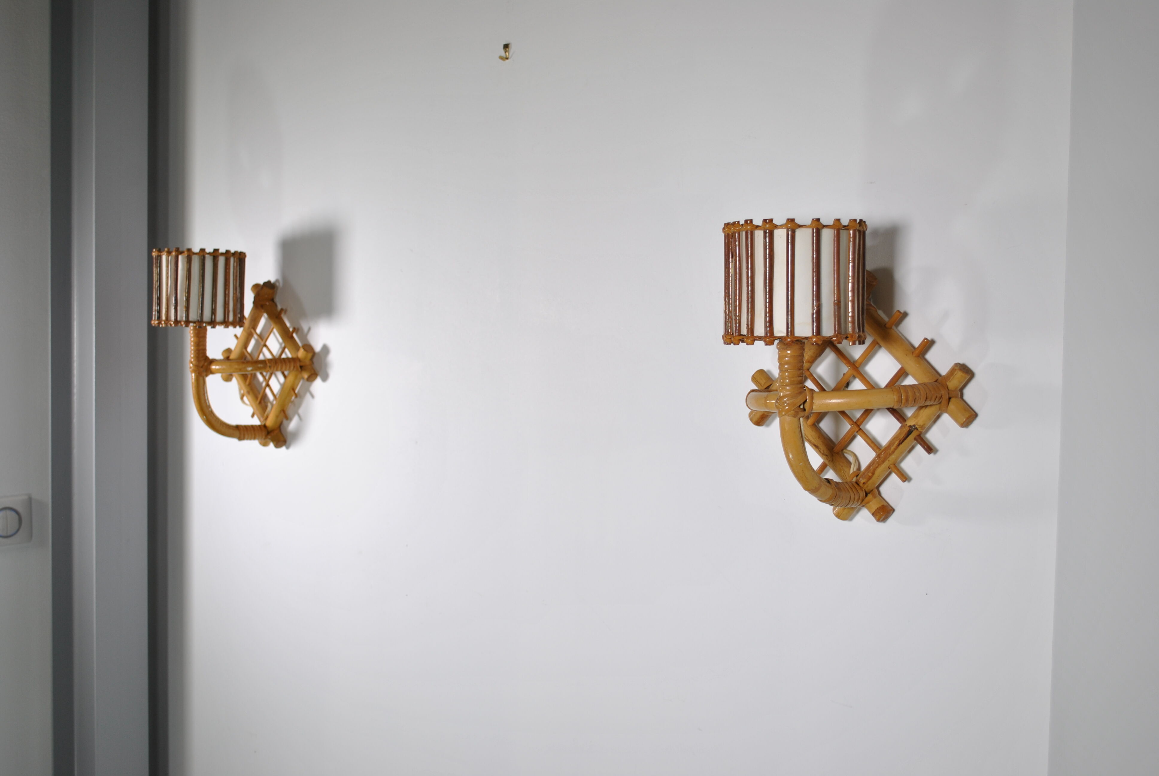 Pair of rattan sconces 1960