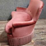 Half-moon shaped toad stool bench, Napoleon III period, in pink velvet.