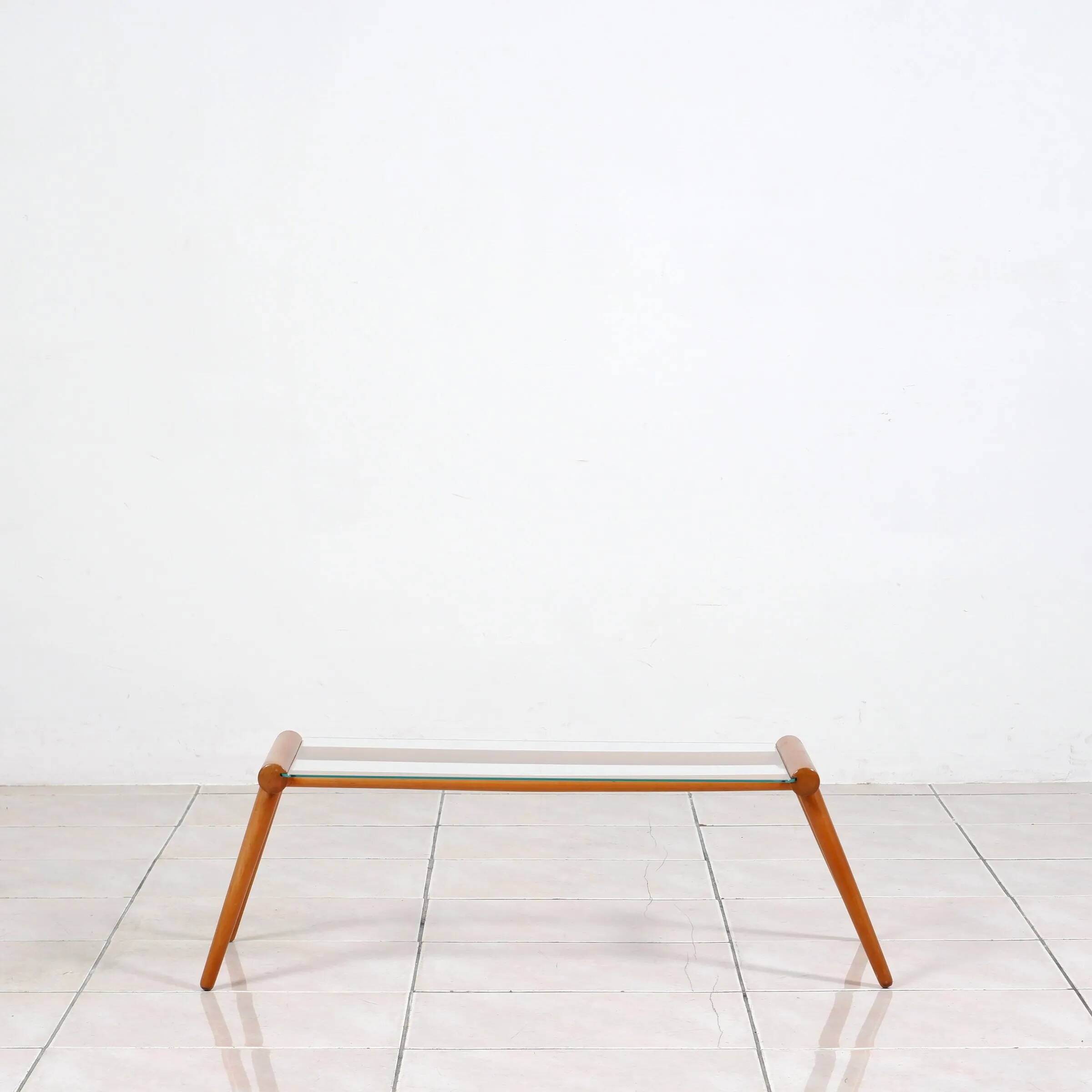 Side table by Max Kment in walnut / glass
