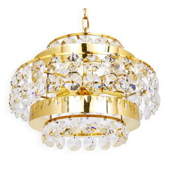 Lustre Bakalowits Vienna in gilded brass and diamond crystals, Austria, 1970