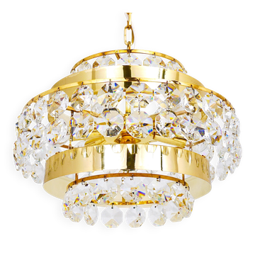 Lustre Bakalowits Vienne en laiton doré et cristaux de diamant, Autriche, 1970