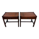 Pair of walnut bedside tables designed by Jacques Hauville for Roche Bobois.