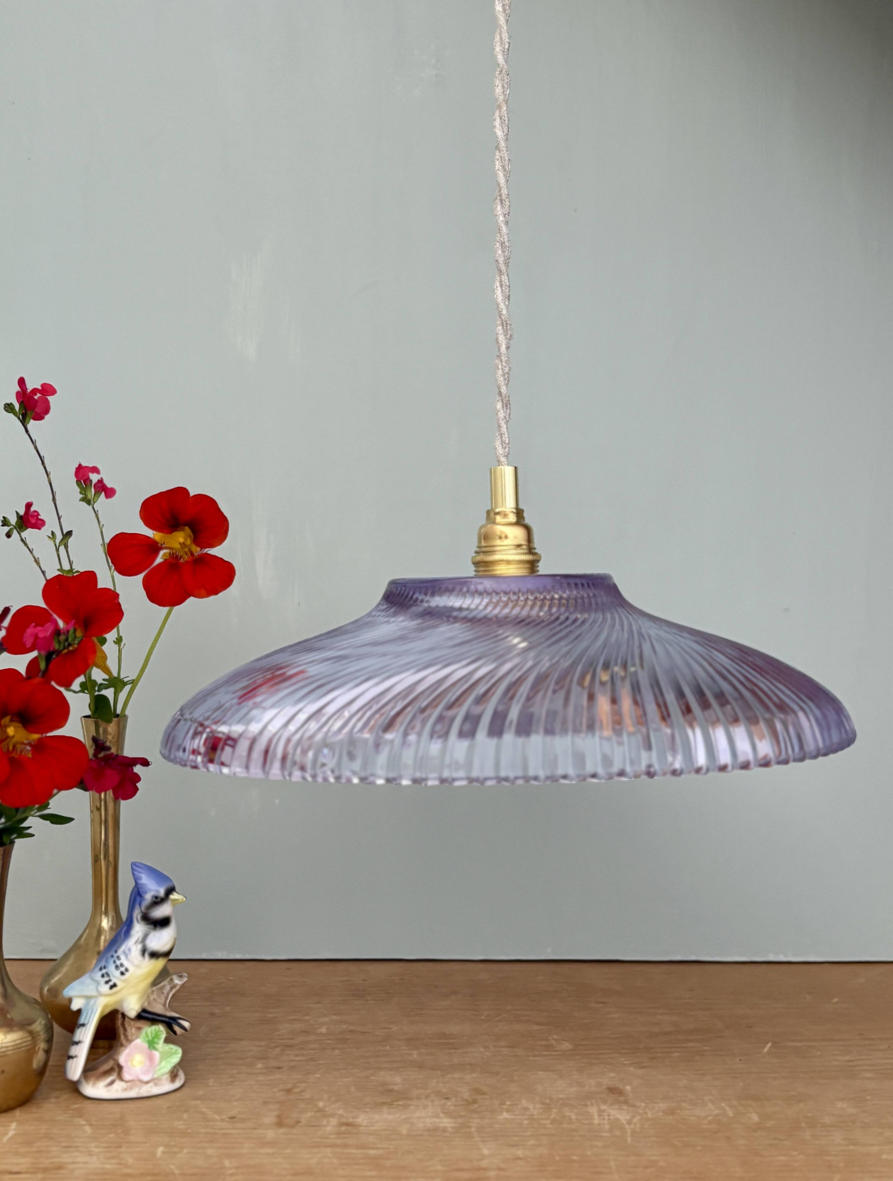 Vintage purple glass pendant light - tableware collection -
