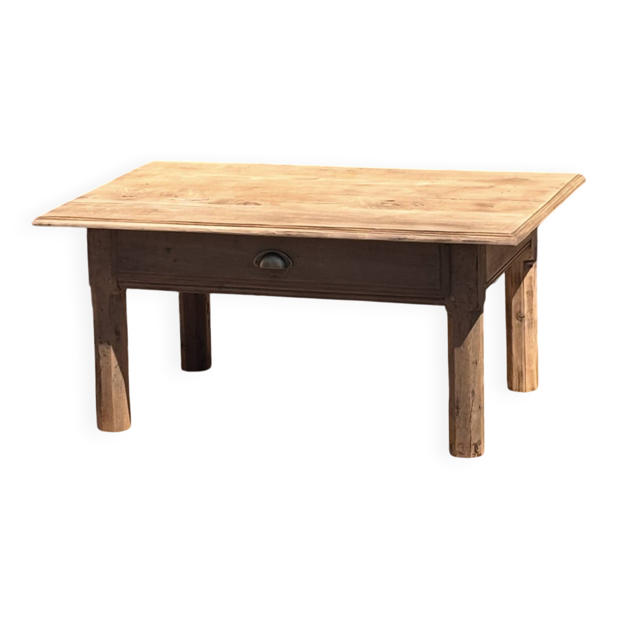 Old farmhouse coffee table in raw solid oak - 1 drawer