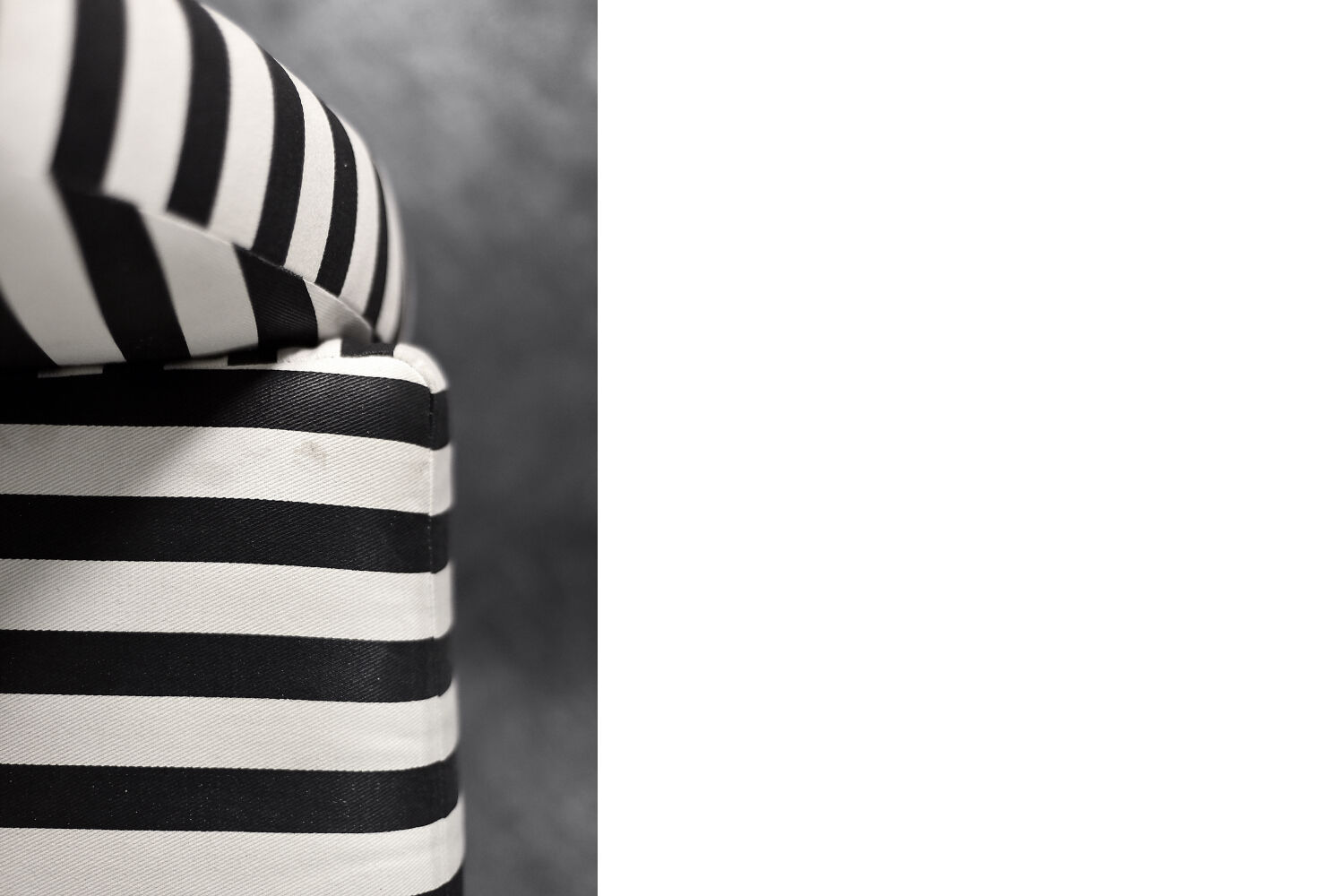 Mid-century modern Scandinavian rounded armchairs with black and white stripes, 1960s.