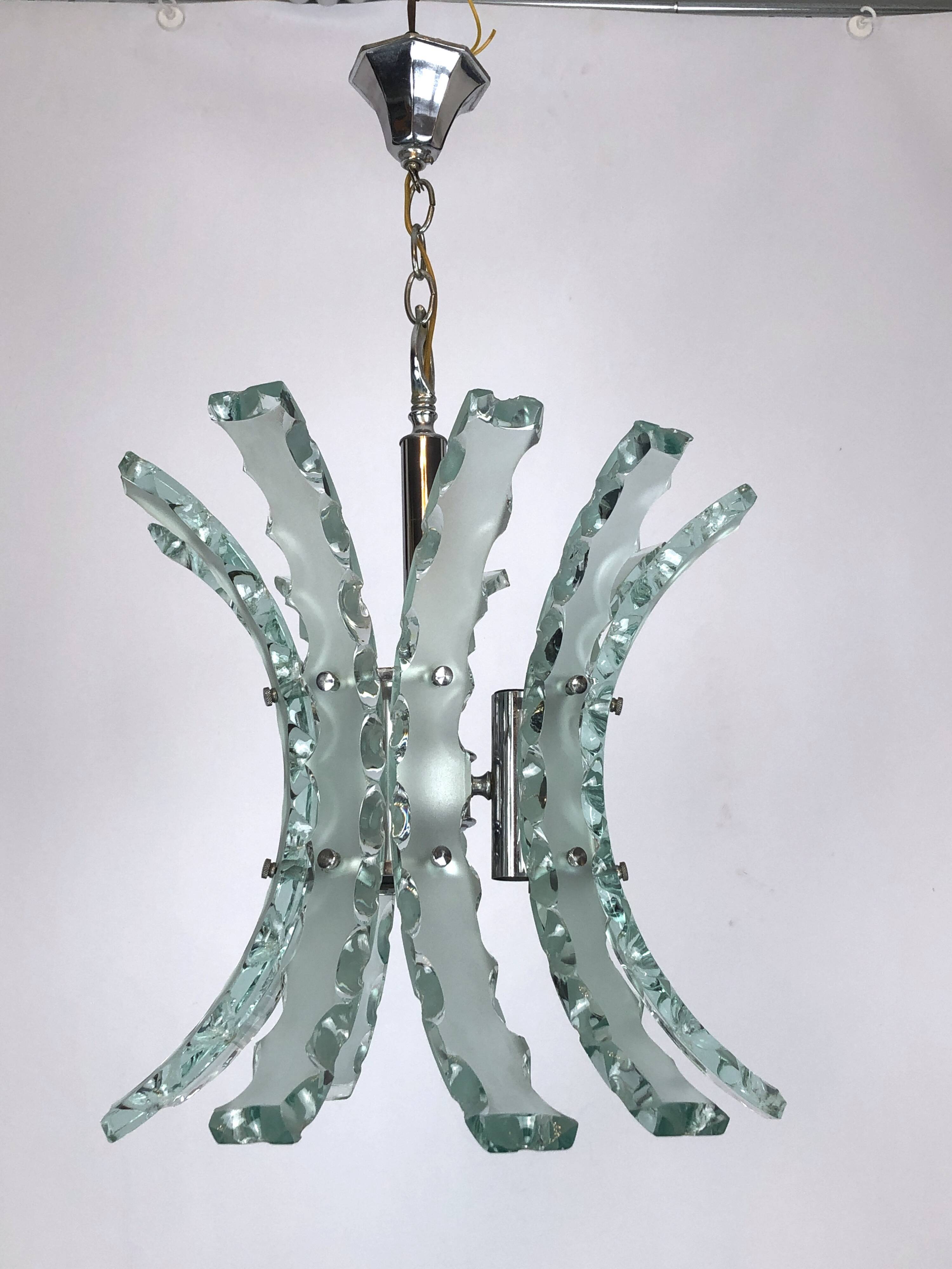 Mid-century Italian cut glass chandelier by Zero Quattro