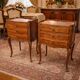 Pair of Louis XV style bedside tables in cherry wood marquetry.