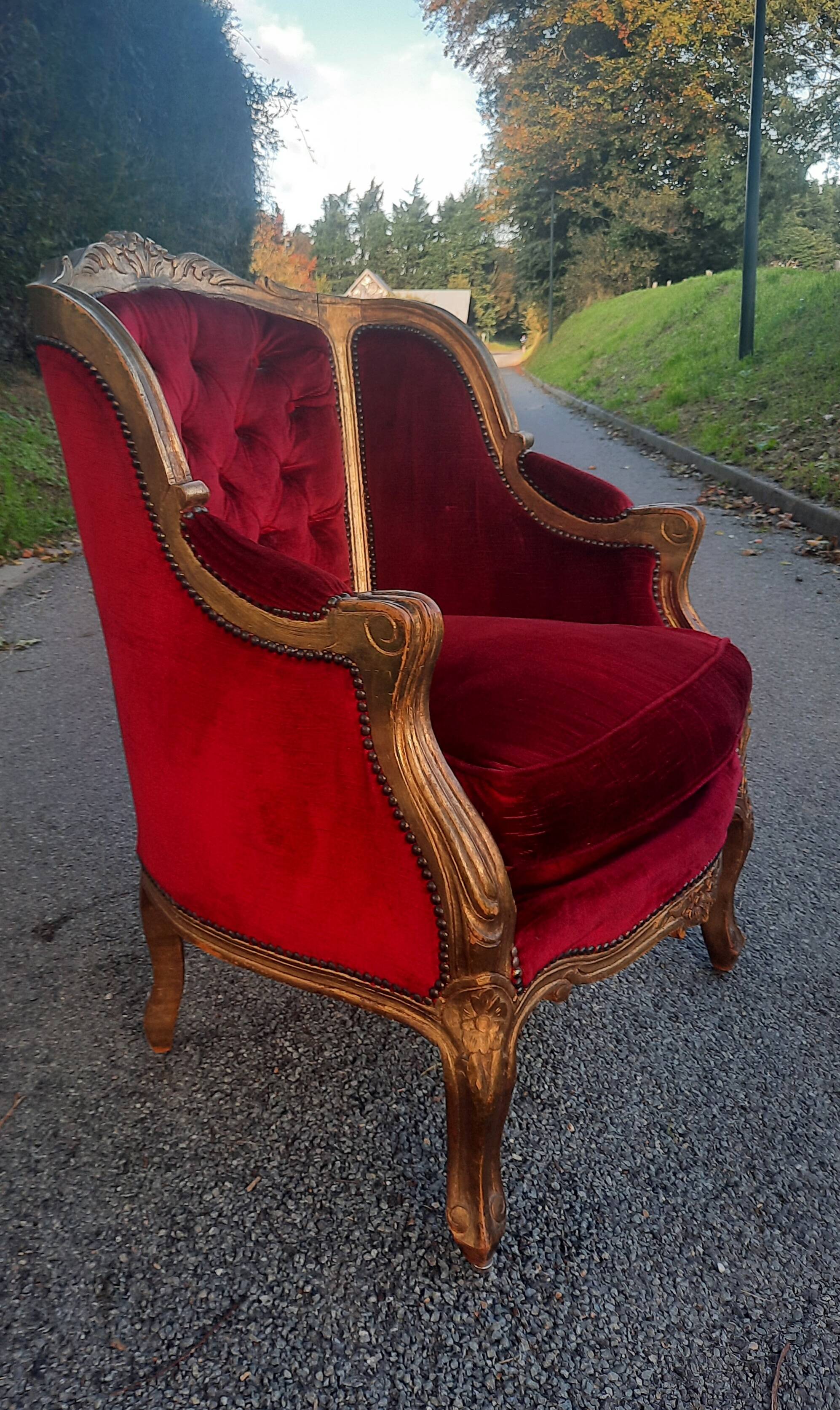 Large Louis XV style padded bergère
