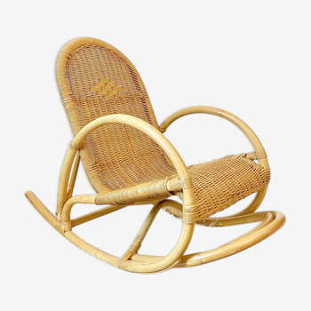 Rocking chair vintage enfant en rotin