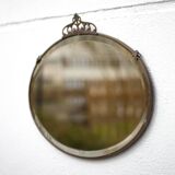 Art nouveau bronze mirror, art deco mirror, oval mirror, beveled mirror, wall decoration, mirror