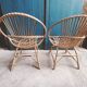 Paire de fauteuils coquille en rotin vintage 1960