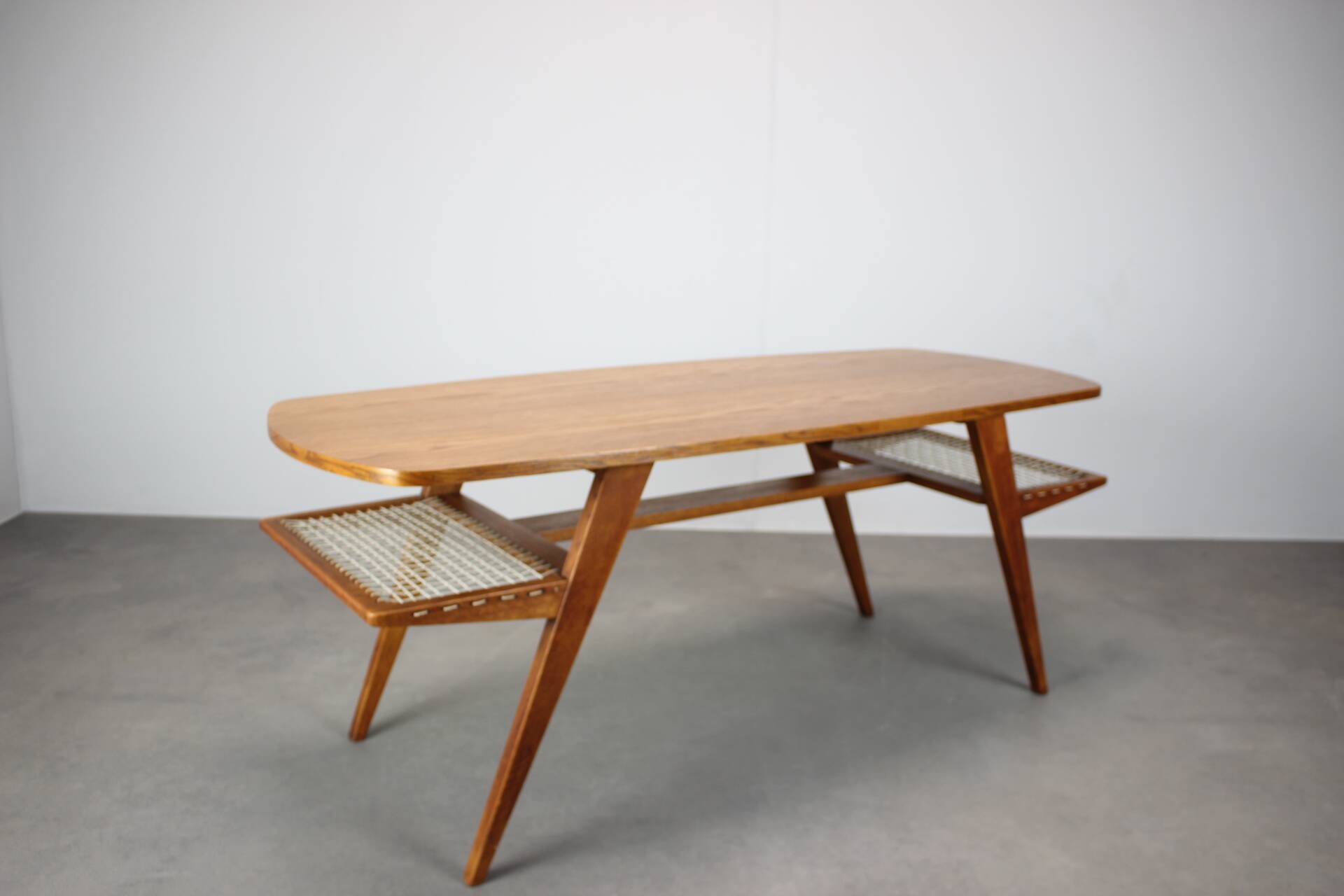 Mid-century Danish teak coffee table with magazine rack, Denmark 1960.