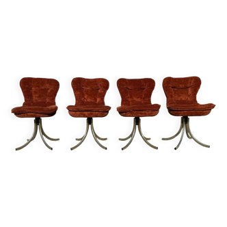 Lot de 4 chaises pivotantes  1970