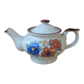 Coffee maker décor blue and orange flowers in real stoneware 1970