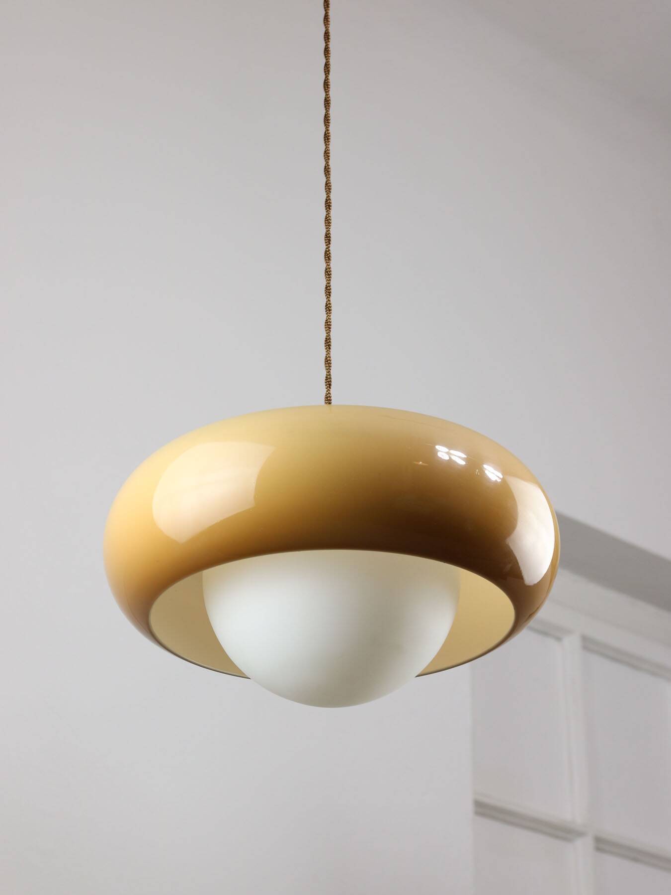 Space Age Brown Pendant Lamp from Guzzini, 1960s