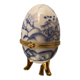 Porcelain egg box with Japan decoration gilded metal frame
