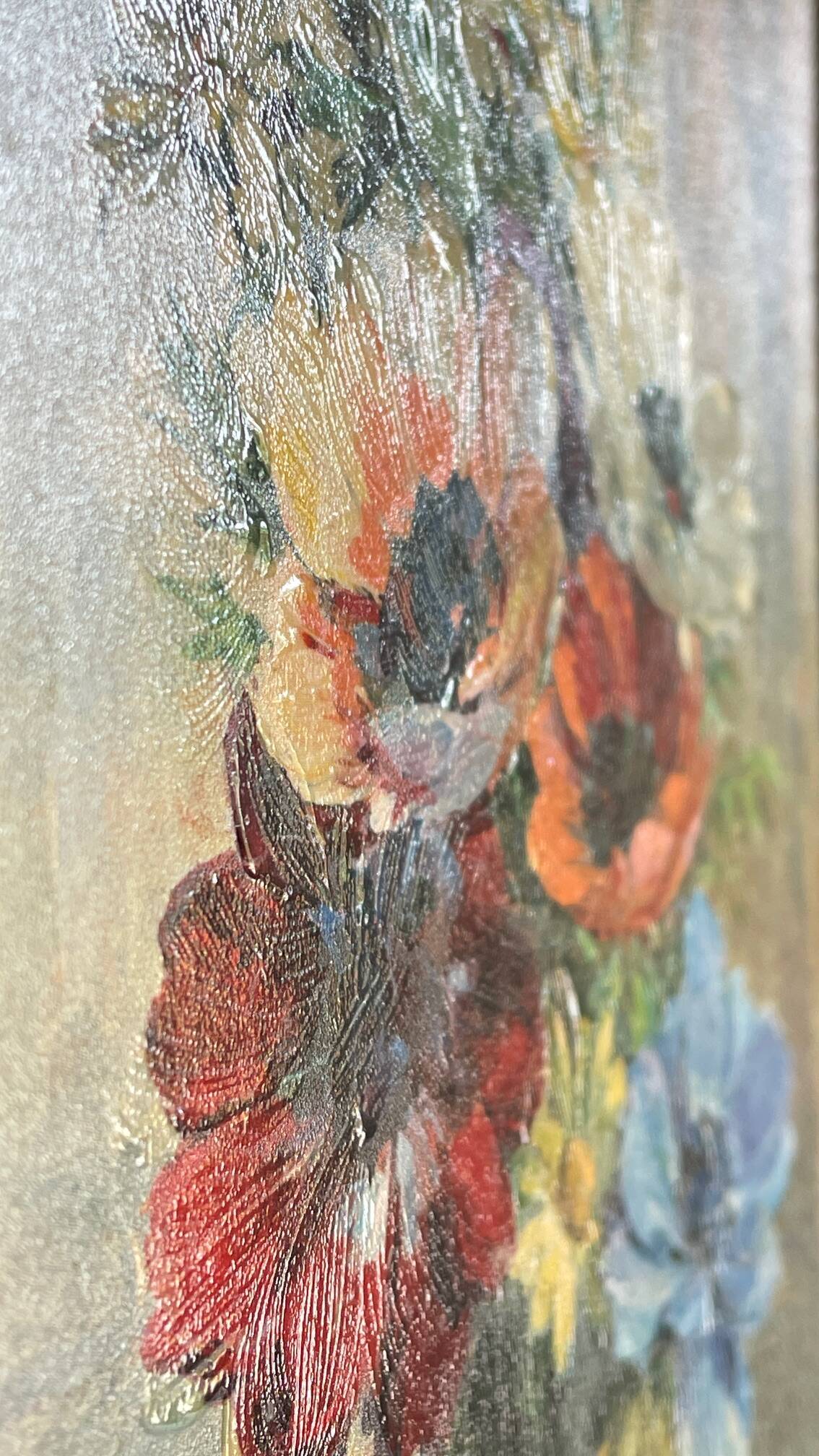 TABLEAU Vintage Bouquet aux ANEMONES