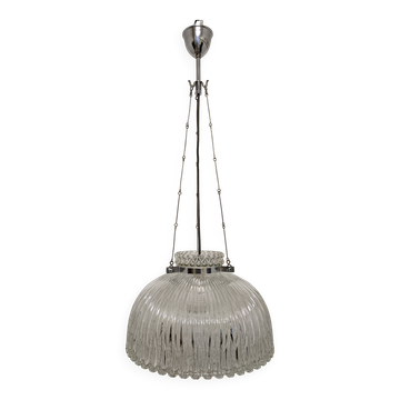 XL glass blown dome pendant by Limburg, Germany circa 1960.