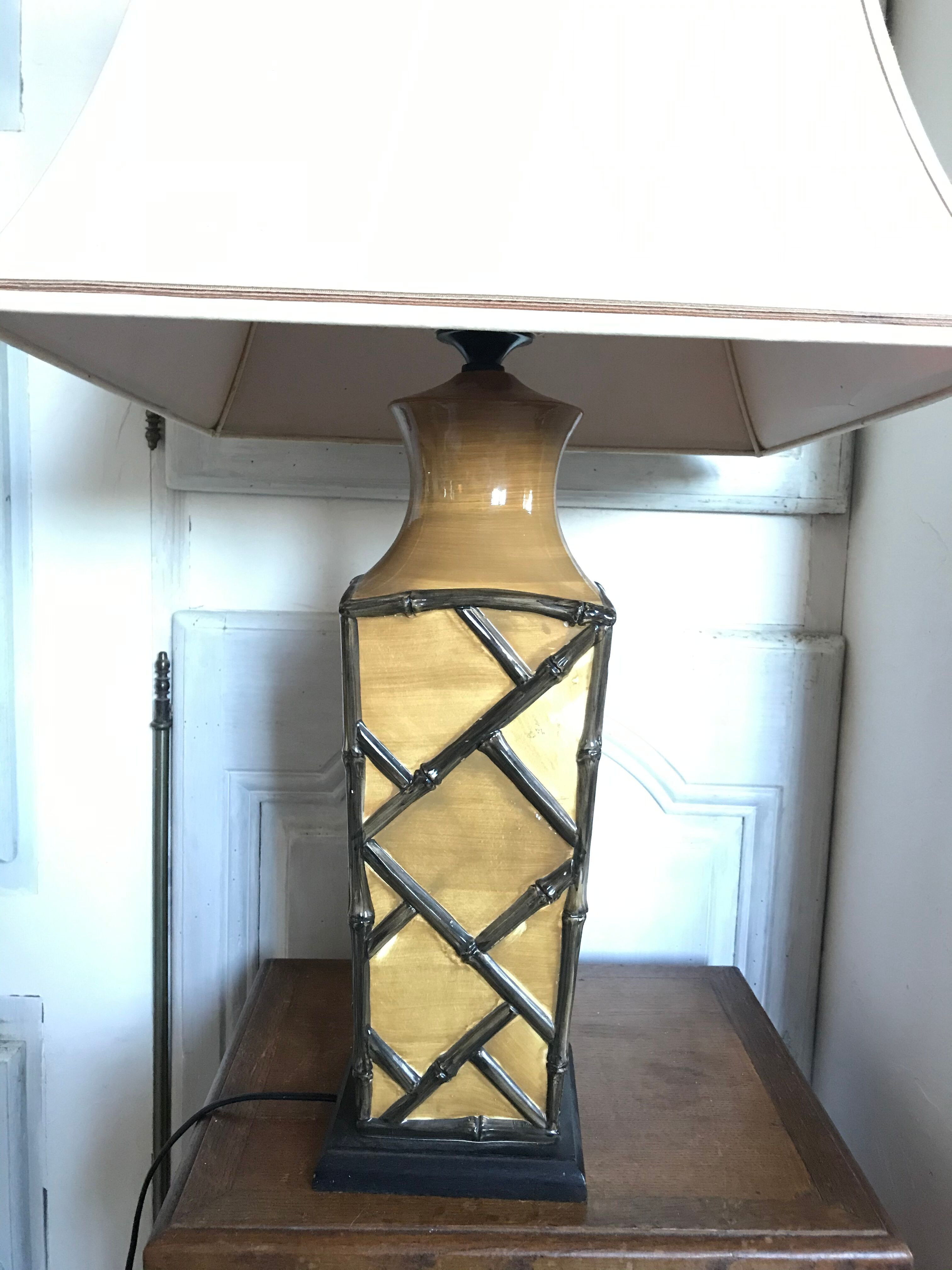 Vintage ceramic lamp bamboo style