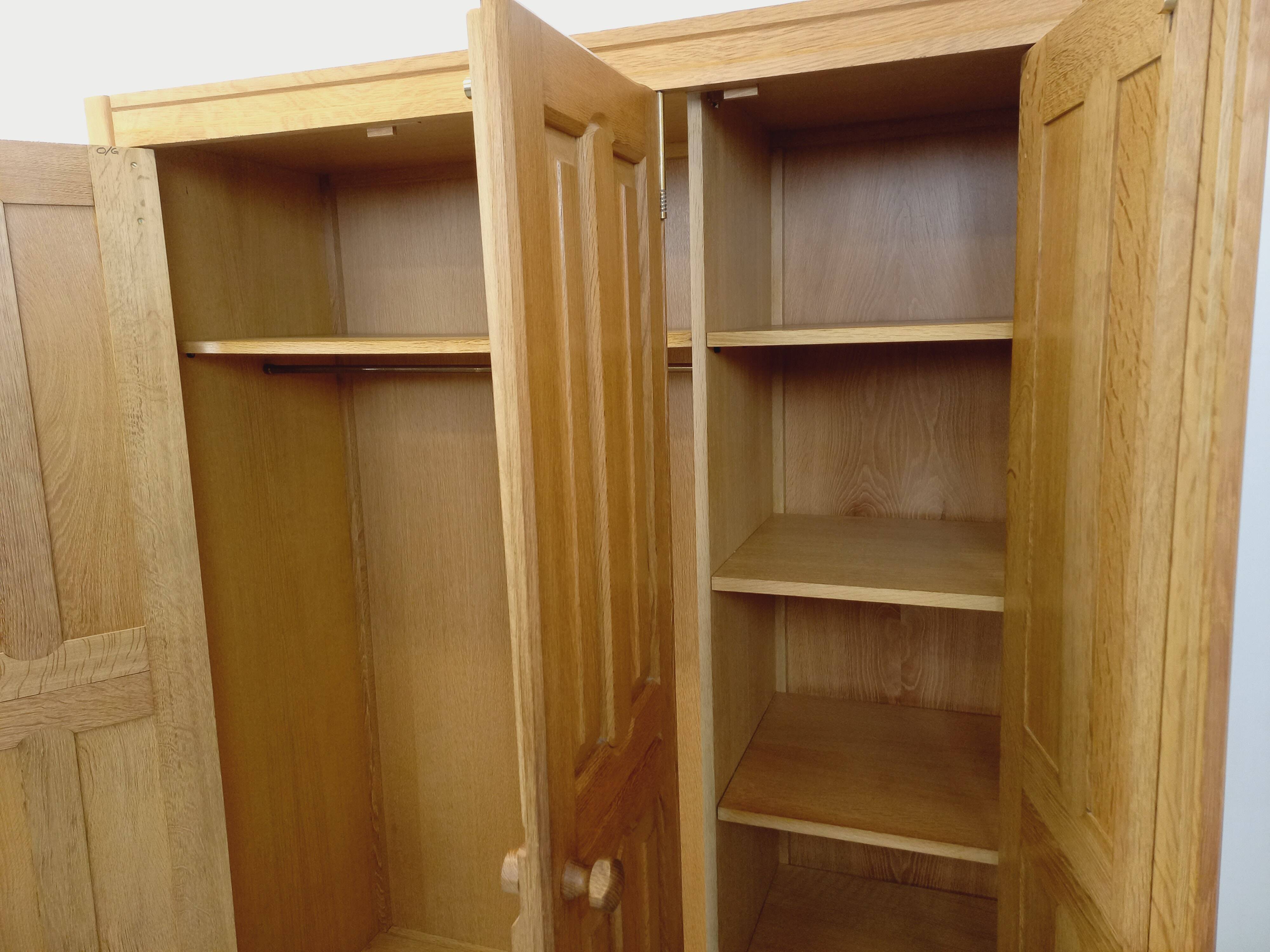 Vintage Guillerme et Chambron wardrobe in solid oak from the 60s