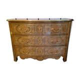 Commode de style en érable moucheté circa 1980