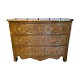 Commode de style en érable moucheté circa 1980
