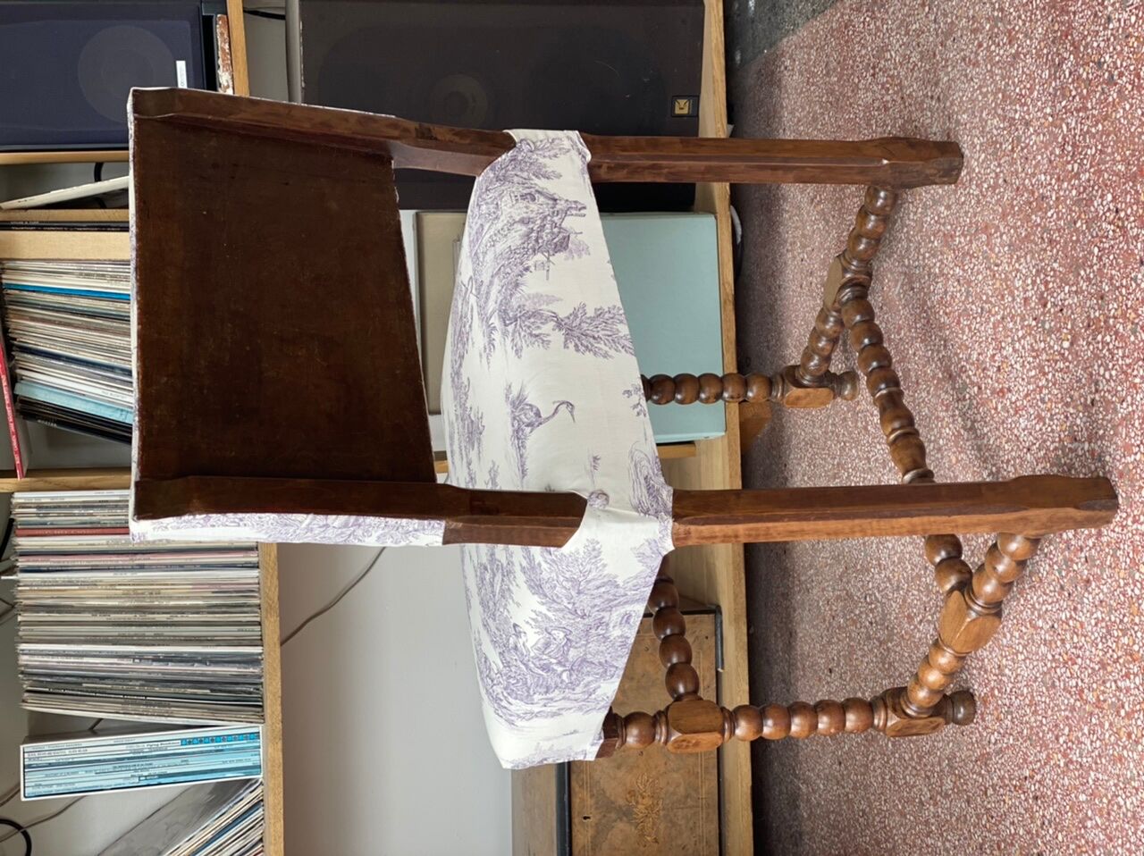 Authentic Louis XIII chair re-lined Jouy canvas