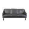 Hurup Mobler three seater black leather sofa, model Manhatten