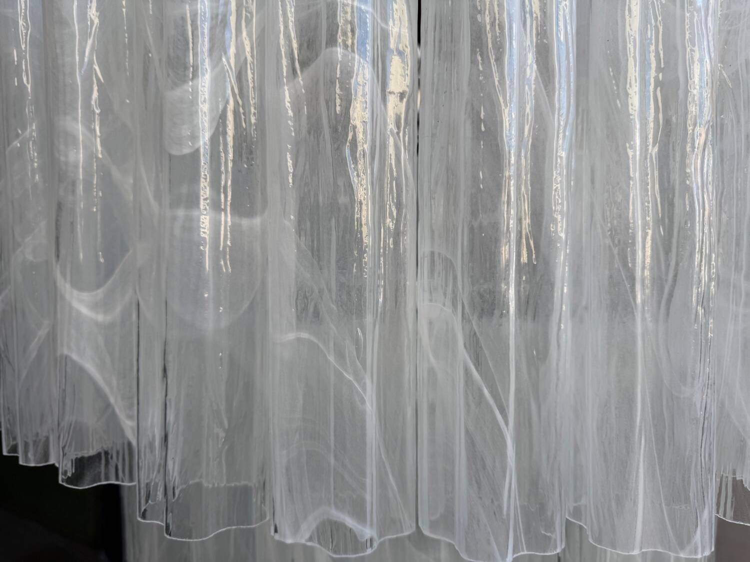 Large Murano Glass “Tronchi” Chandelier in White Alabastro, Italy, 197