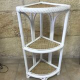 Rattan corner shelf and white and natural wicker