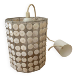 Pendant lampshade with mother-of-pearl buttons