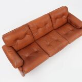 Brown leather 3-seater sofa Coronado by Tobia Scarpa for B&B Italia, Italy ca. 1960