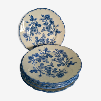 6 dessert plates, blue pattern