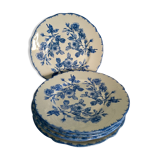 6 assiettes à dessert, motif bleu vaisselle ancienne