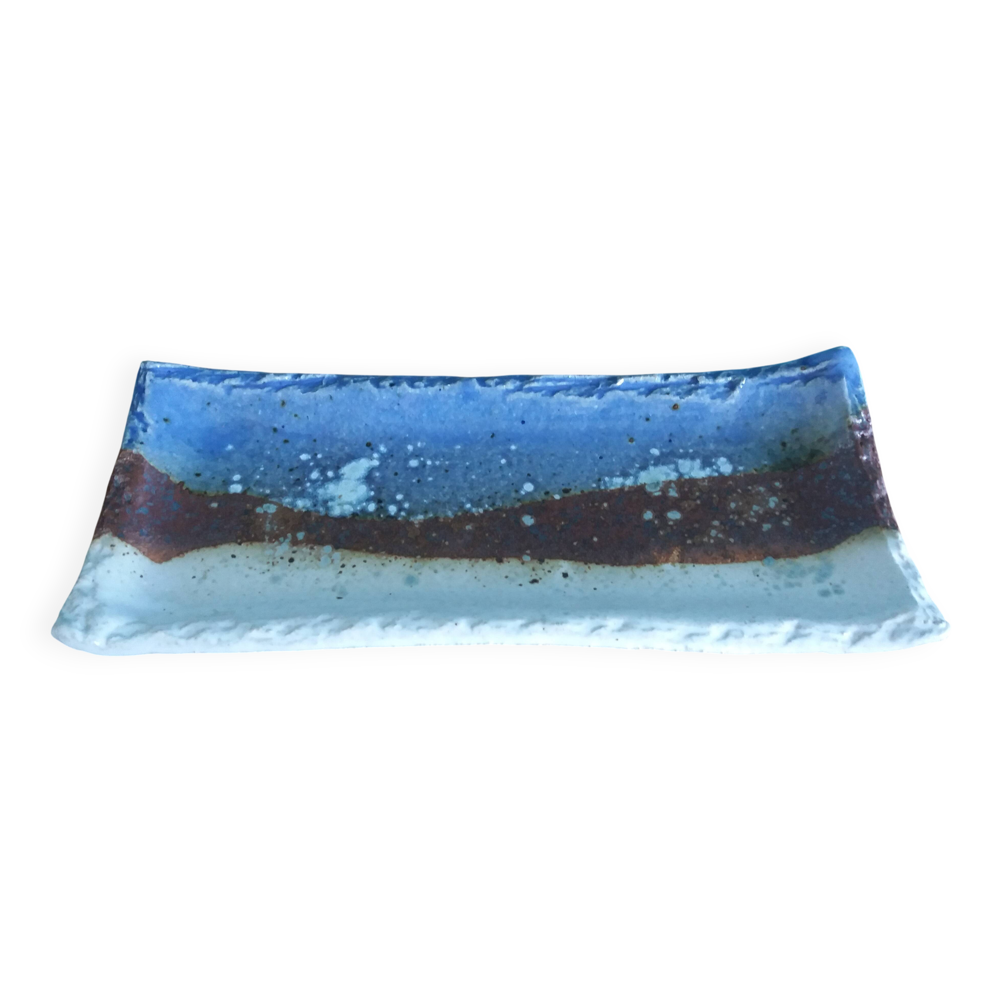 Brutalist ceramic pen holder, signed