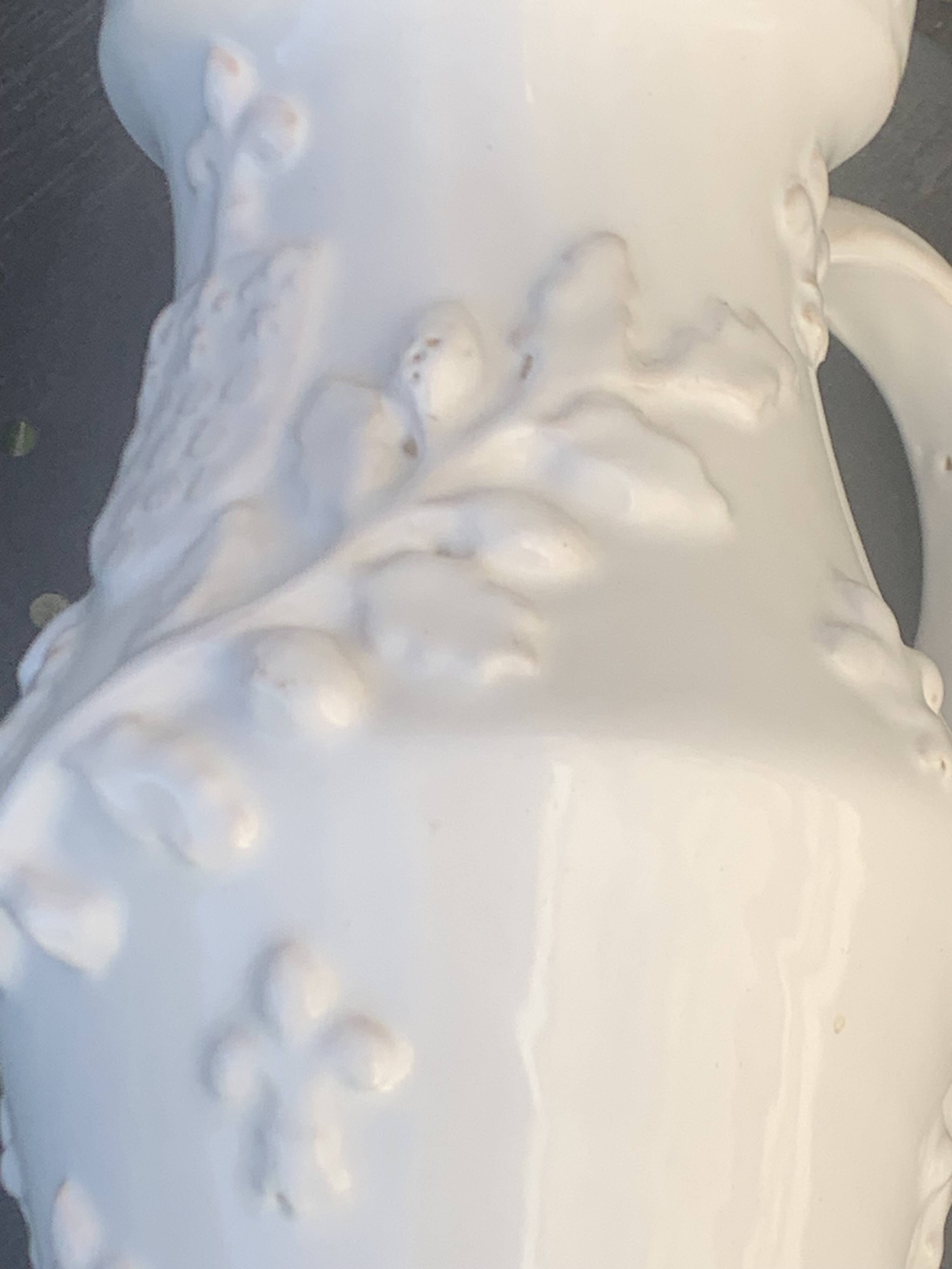 Carafe, pitcher signed Émile Tessier, Old France, in slip, ceramic