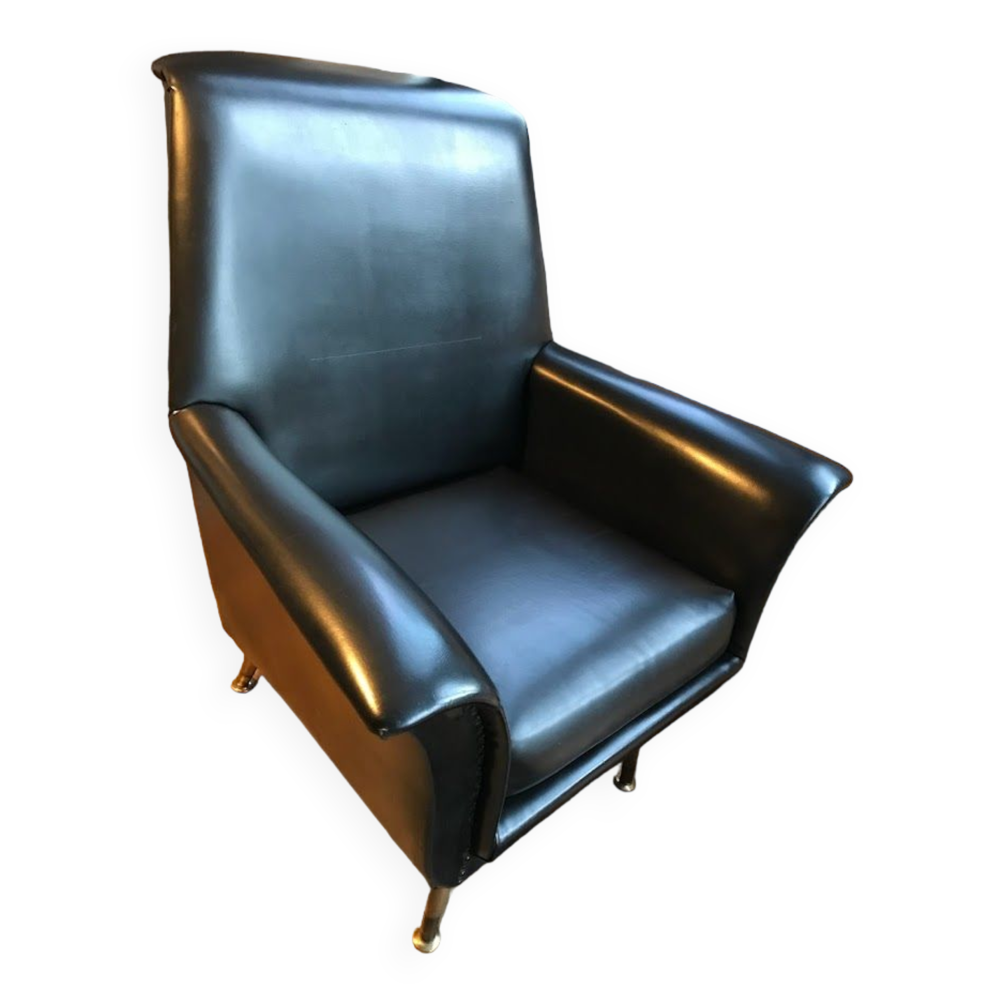 Vintage 60's armchair in black skai.