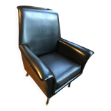 Vintage 60's armchair in black skai.