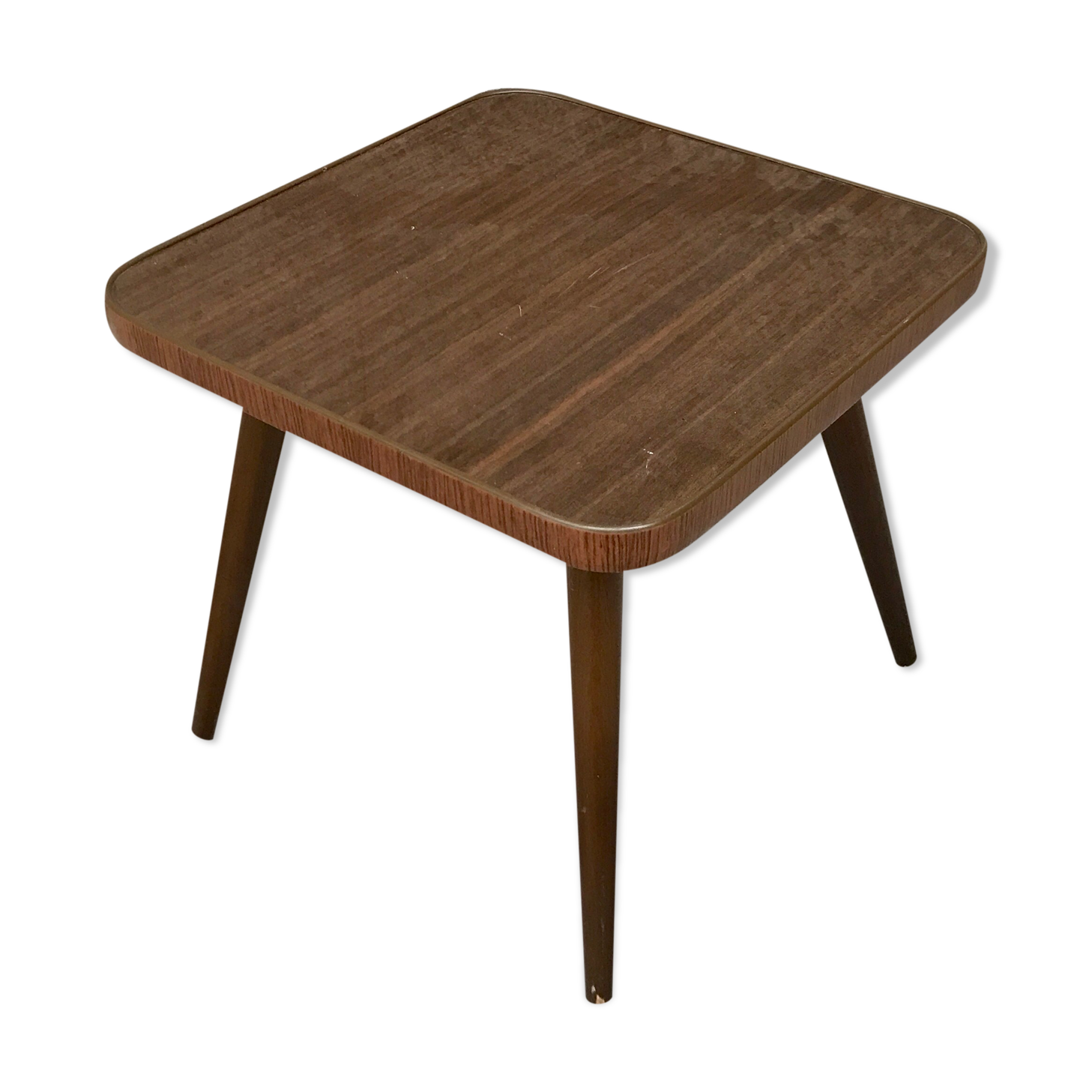 Vintage brown square pedestal table 1950